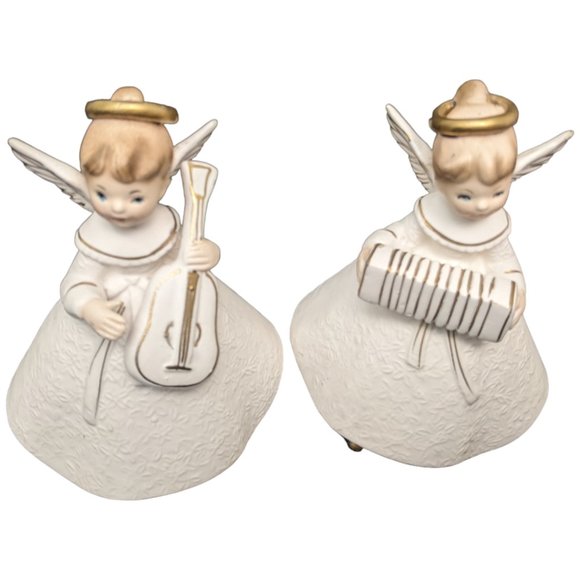 National Potteries Angels Playing Music Instruments Bedford OH Set 2 Vtg Japan - Picture 12 of 16